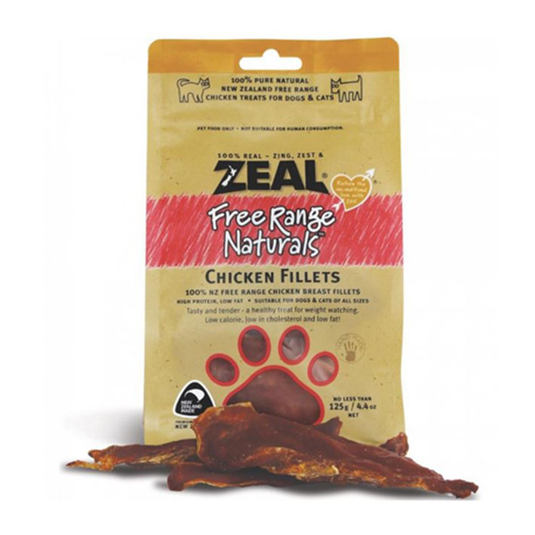 (狗貓小食) ＜本月優惠＞ Zeal 走地雞肉片 Free Range Chicken Fillets 125g