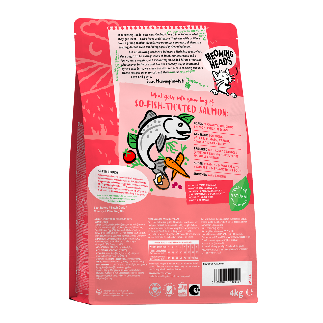 Meowing Heads 全天然 (三文魚、雞肉、鮮魚) So-Fish-Ticated Salmon 成貓配方4kg