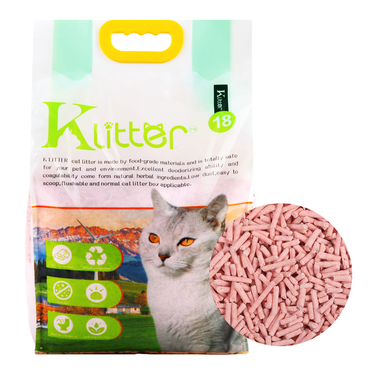 KLitter 豆腐貓砂 (水蜜桃) 2.0 mm 18Lx 6包優惠 (共兩箱)