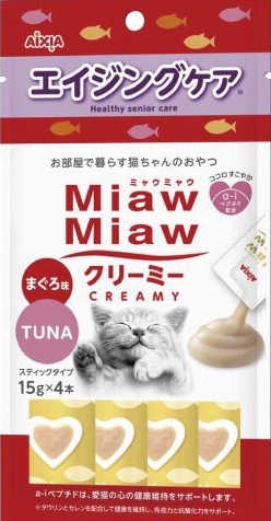 Aixia Miaw Miaw MMCM10 吞拿魚味 提升免疫肉泥貓小食 (高齡貓) (15g x 4支)