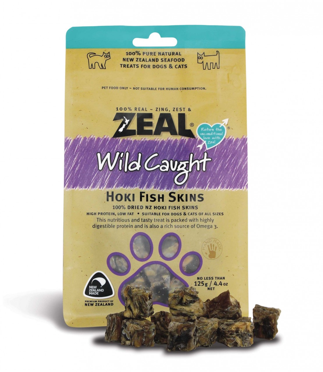 (狗小食) ＜本月優惠＞ Zeal - 藍鱈魚皮粒 Hoki Fish Skins 125g