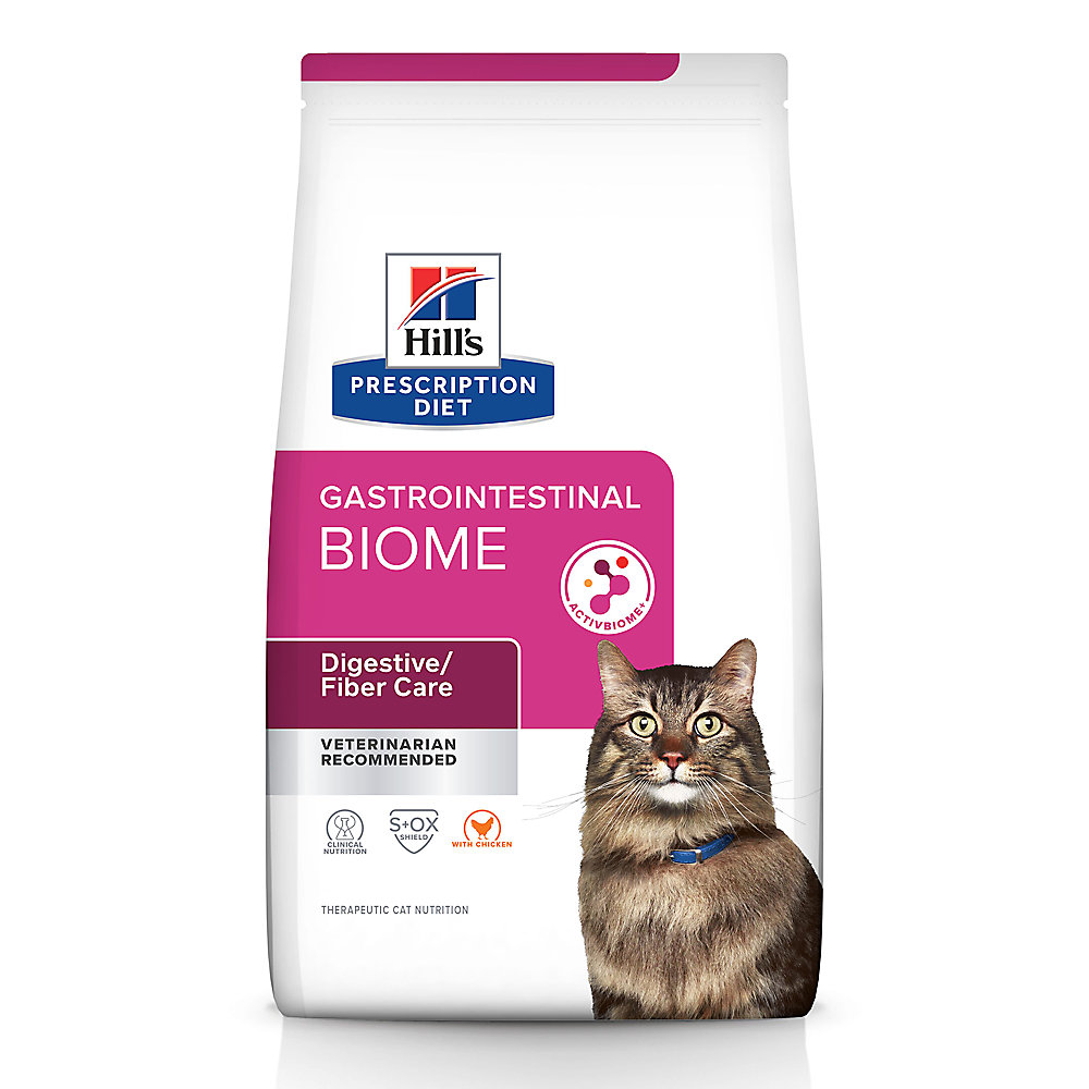 [凡購買處方用品, 訂單滿$500或以上可享免費送貨] Hill's Gastrointestinal Biome 消化/纖維護理 獸醫配方 貓乾糧 4磅