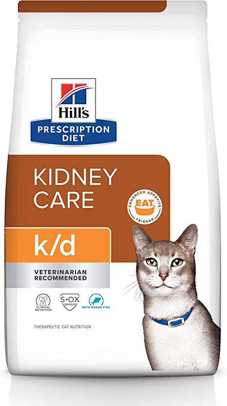 [凡購買處方用品, 訂單滿$500或以上可享免費送貨] Hill's k/d 腎臟配方 獸醫配方 (海魚味) 貓乾糧 4磅