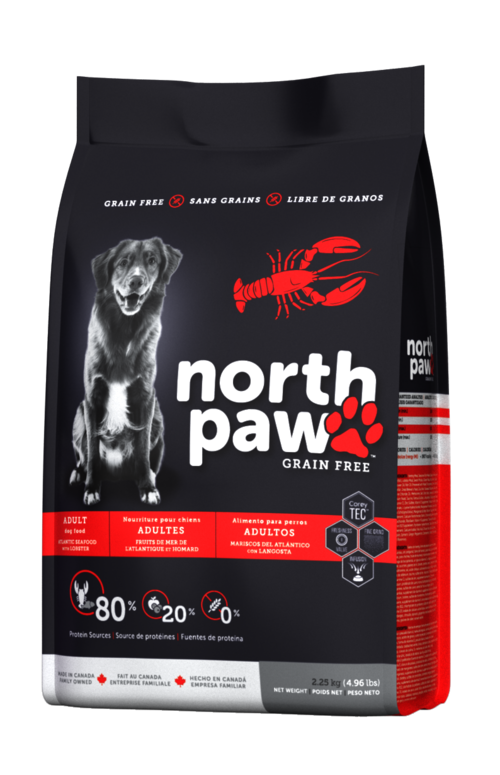 North Paw 成犬无谷物乾粮 大西洋海鲜 - 龙虾 (红色) 25磅