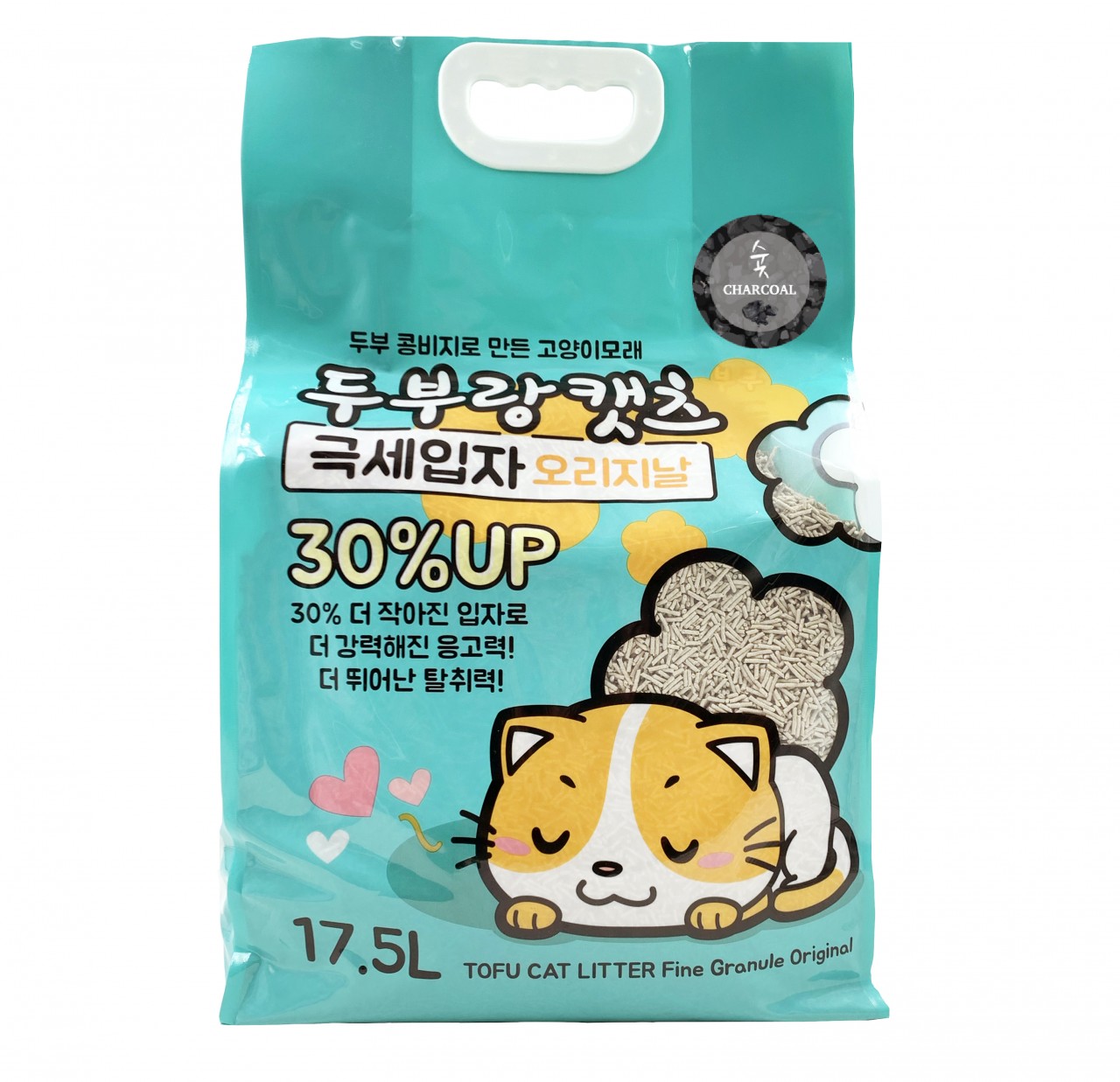 韓國 豆腐與貓 - 極幼條(1.5mm)豆腐貓砂 - 椰殼炭 17.5L x 3包 (原箱優惠)