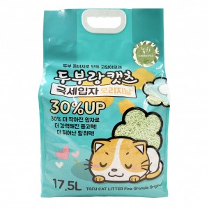 韓國 豆腐與貓 - 極幼條(1.5mm)豆腐貓砂 - 綠茶 17.5L x 3包 (原箱優惠)