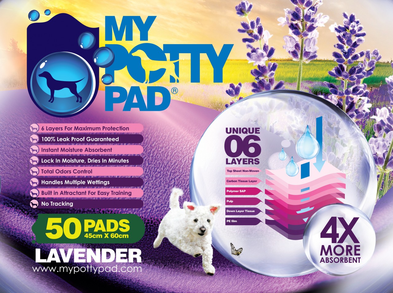 My Potty Pad 殿堂吸宠物尿墊 薰衣草味 45x60cm (50片)