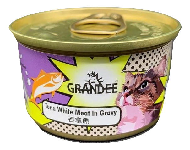 Grandee 無穀物 汁煮吞拿⿂ 貓罐頭 80g X 24罐 原箱優惠 (紫)