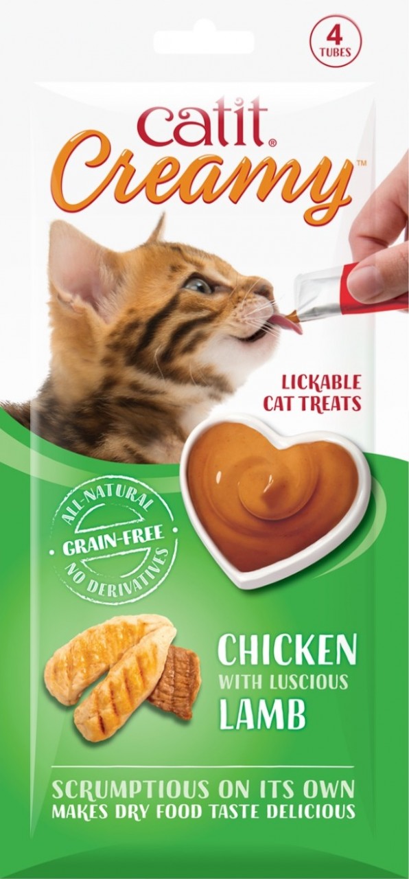 Catit 营养补充糊仔小食 - 羊肉烤鸡味 (内含4小包, 各10g) (绿色)  到期日: 9/2025