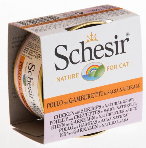 Schesir 无谷物系列 3007 鸡肉虾肉汁貓罐头 70g