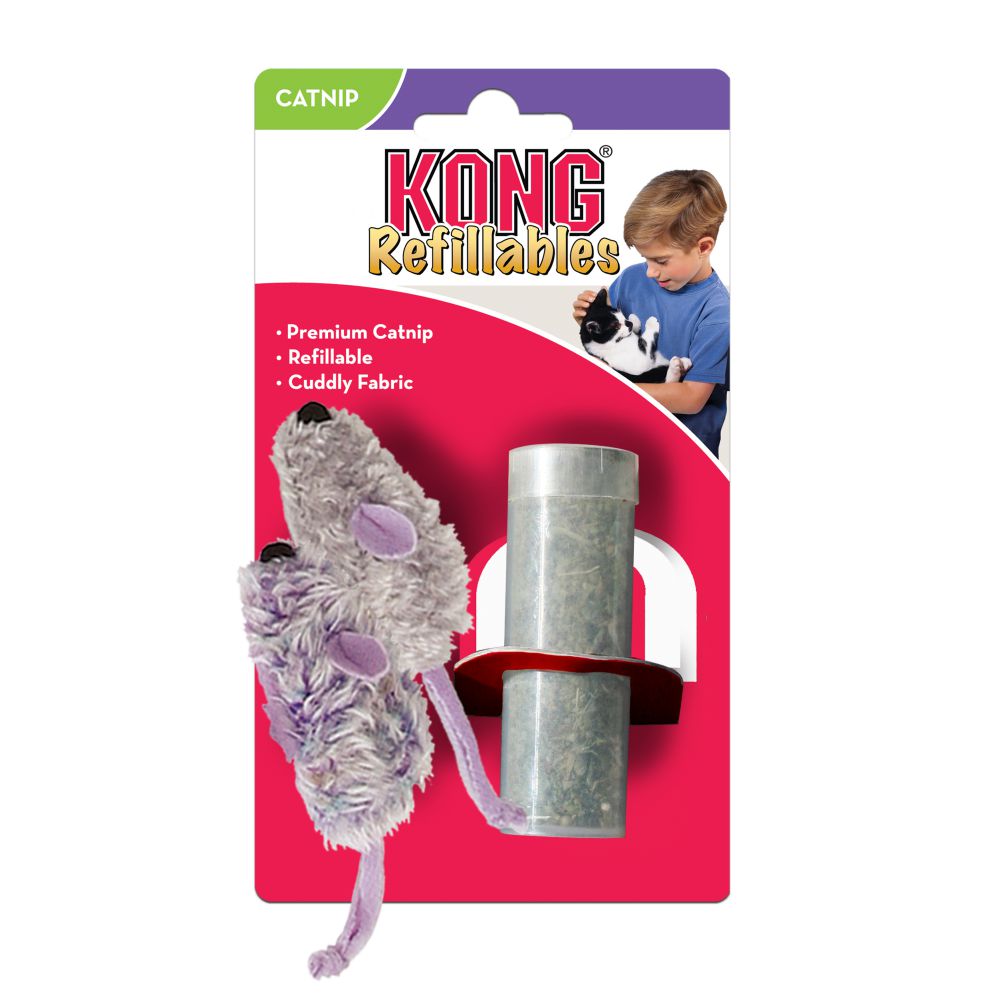 【購買正價貨品滿$300~可以以優惠價$54換購】KONG Refillable Purple Mouse & Frosty Grey mouse 2-pack Toy 鼠鼠貓草套裝 (NM402)